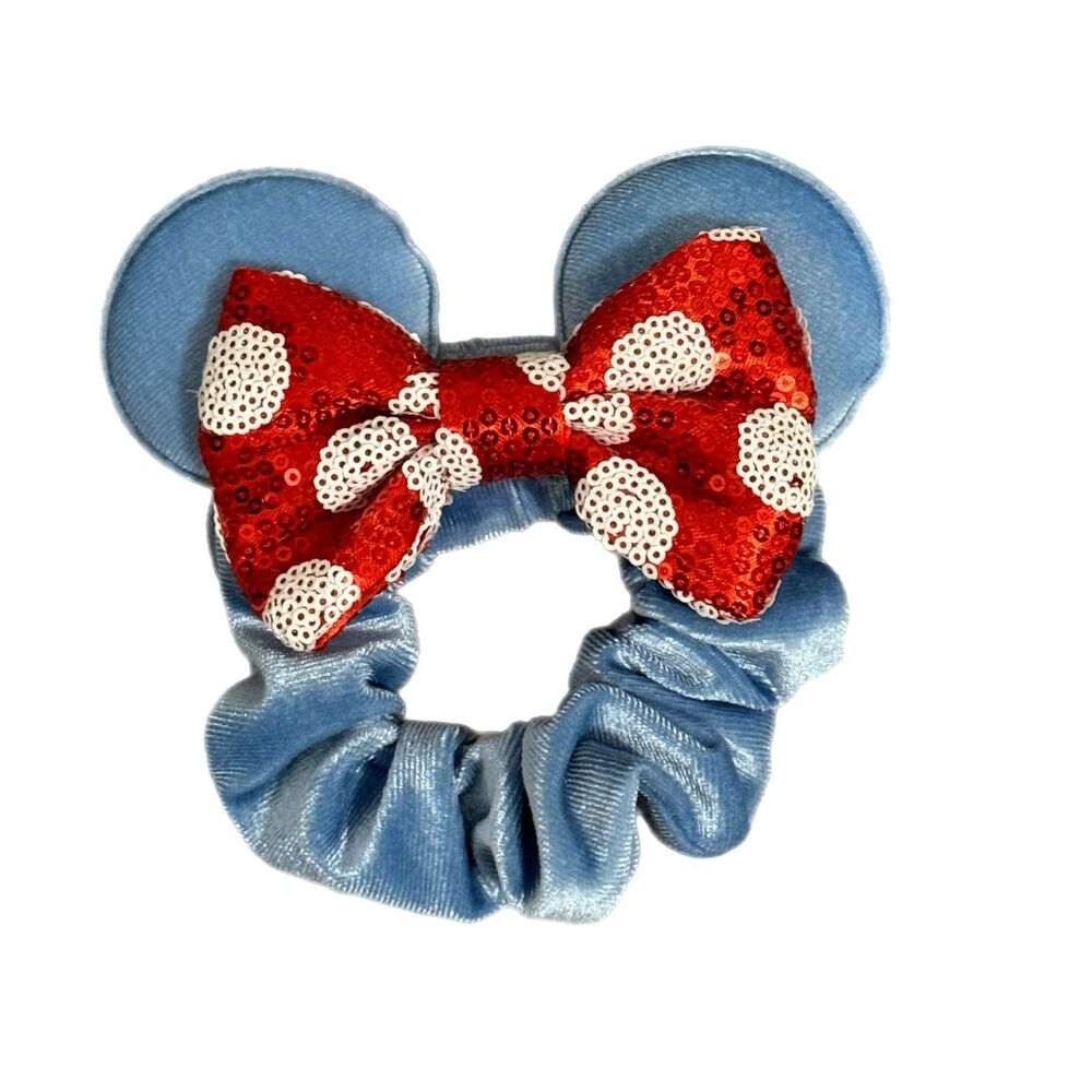 Red Polka-Dot Sequins Mickey Mouse Ears, Minnie Mouse Ears, Disney Scrunchies